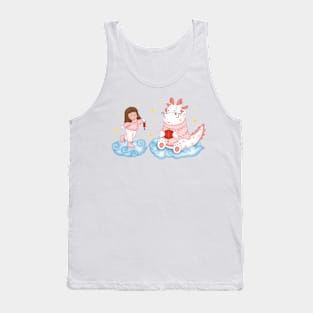 Girl brings lantern for cute dragon Tank Top